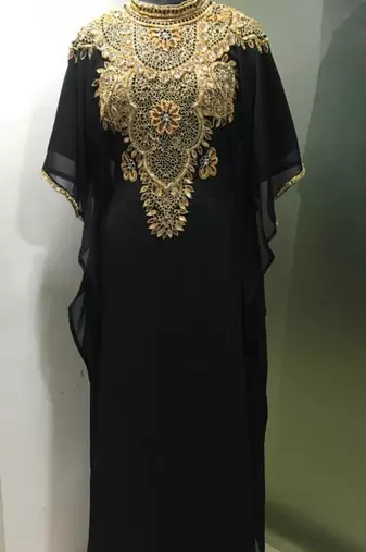 Black fancy beading work farasha kaftan