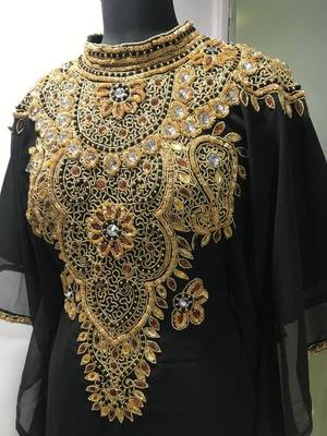 Black fancy beading work farasha kaftan 3