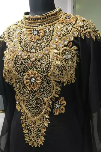 Black fancy beading work farasha kaftan