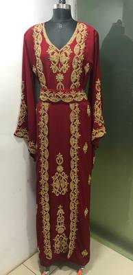 Maroon jacket style maghribi kaftan 1