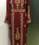 Maroon jacket style maghribi kaftan