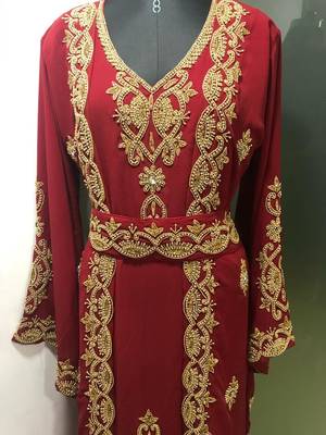 Maroon jacket style maghribi kaftan 2