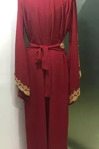 Maroon jacket style maghribi kaftan