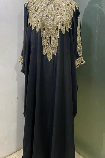 Black designer wear gold farasha kaftan