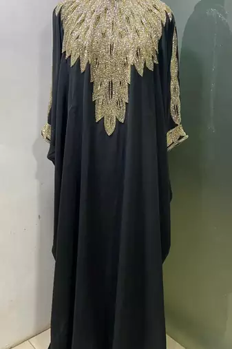 Black designer wear gold farasha kaftan