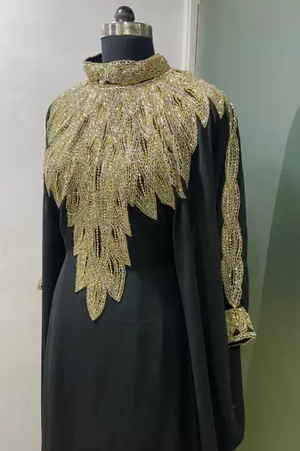 Black designer wear gold farasha kaftan