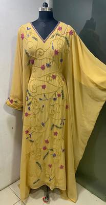 Fawn multi colour fancy beading work women kaftan 1