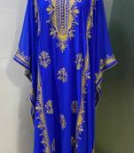 Royal blue modern arabic gold embroidery work farasha kaftan