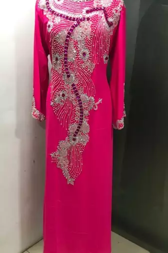 Fuschia pink heavy designer a line kaftan farasha