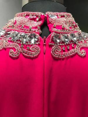 Fuschia pink heavy designer a line kaftan farasha 3