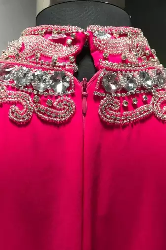 Fuschia pink heavy designer a line kaftan farasha