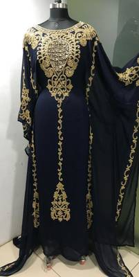 Dark navy blue maghribi heavy beaded farasha 1