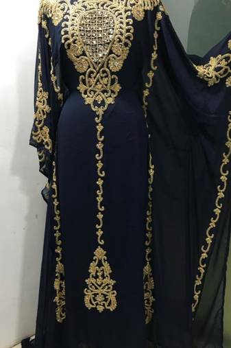 Dark navy blue maghribi heavy beaded farasha