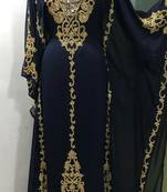 Dark navy blue maghribi heavy beaded farasha