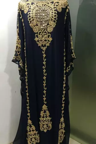 Dark navy blue maghribi heavy beaded farasha