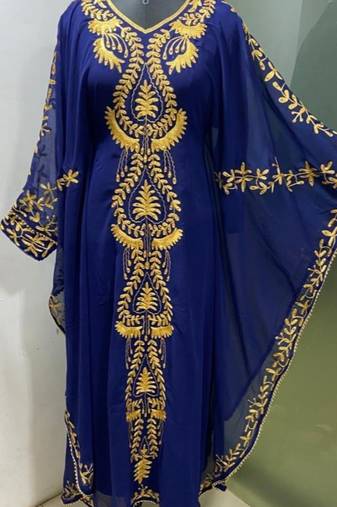Navy blue beautiful arabic evening wear farasha kaftan