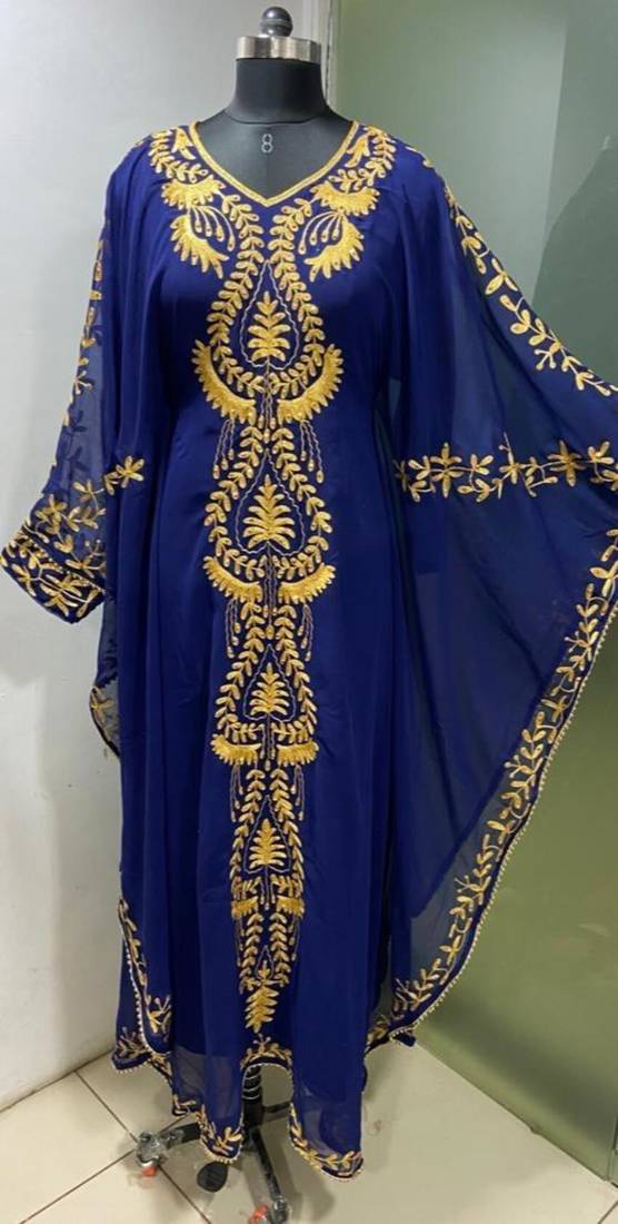 Navy blue beautiful arabic evening wear farasha kaftan