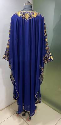 Navy blue beautiful arabic evening wear farasha kaftan 3