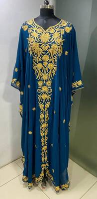Navy blue elegant embroidery work farasha kaftan 3