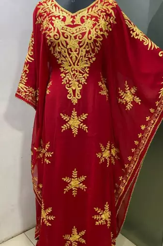 Red georgeous gold embroidery farasha kaftan