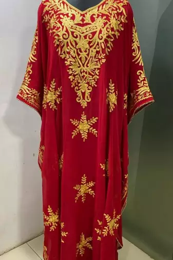 Red georgeous gold embroidery farasha kaftan