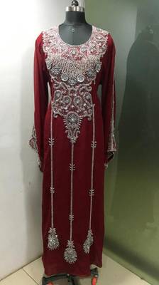 Maroon a line georgeous arabic farasha kaftan 1