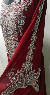 Maroon a line georgeous arabic farasha kaftan 3