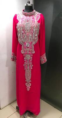 Fuschia pink luxury wear a line kaftan farasha 2