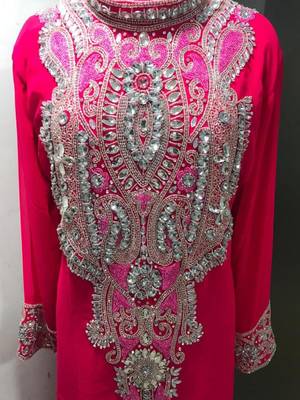 Fuschia pink luxury wear a line kaftan farasha 3