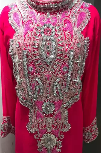 Fuschia pink luxury wear a line kaftan farasha