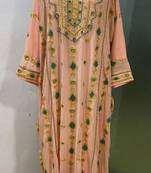 Peach designer heavy arabic farasha kaftan