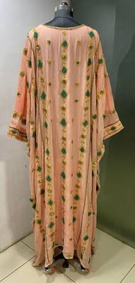 Peach designer heavy arabic farasha kaftan 2