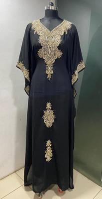 Black luxury dubai beaded farasha kaftan 1