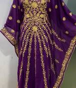 Purple embroidered fancy butterfly farasha kaftan
