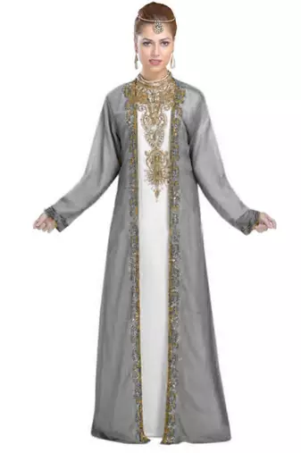 Georgette black embroidered stone work jacket inner  and belt