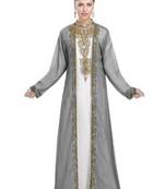 Georgette black embroidered stone work jacket inner  and belt