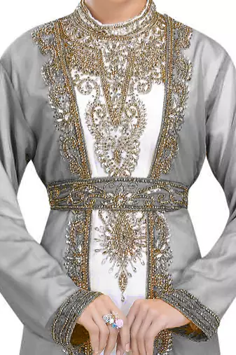 Georgette black embroidered stone work jacket inner  and belt