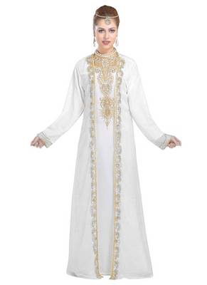  Georgette Off White  embroidered Golden stone work jacket inner  and belt 1