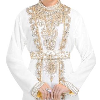  Georgette Off White  embroidered Golden stone work jacket inner  and belt 2