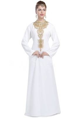 Georgette Off White  embroidered Golden stone work jacket inner  and belt 3
