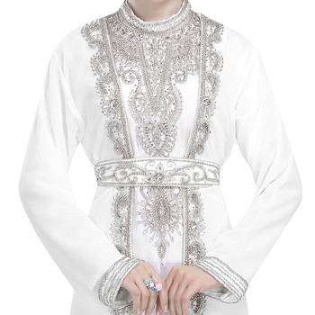 Georgette Off White embroidered Silver stone work jacket inner  and belt 2