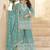 Aqua blue georgette embroidered sequin festive wear pakistani palazzo suit 