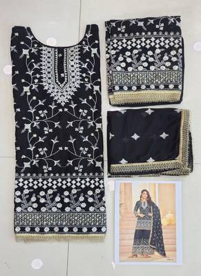 Black georgette embroidered sequin festive wear pakistani palazzo suit  4
