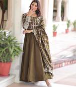 mehendi nc vichitra embroidered anarkali gown with matching dupatta