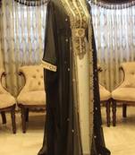 Grand Black & white georgette kaftan dress with zari work | luxury party & wedding wear