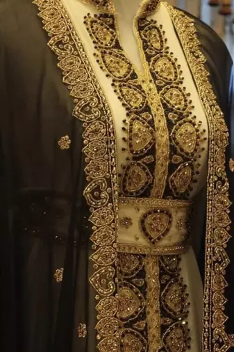 Grand Black & white georgette kaftan dress with zari work | luxury party & wedding wear