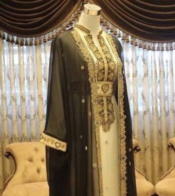 Grand Black & white georgette kaftan dress with zari work | luxury party & wedding wear 3