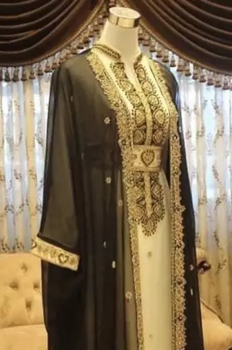 Grand Black & white georgette kaftan dress with zari work | luxury party & wedding wear
