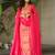 pink readymade chinnon silk embroidered kurta pant dupatta set