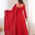 red readymade heavy pure fox blooming georgette flared gown with dupatta